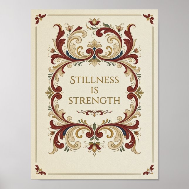 Poster Nordic Rosemaling Poster, “Stillness is Strength”  (Frente)