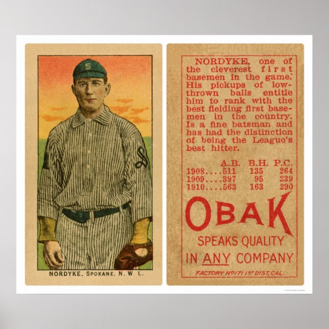 Poster Nordyke Spokane Baseball 1911 (Frente)