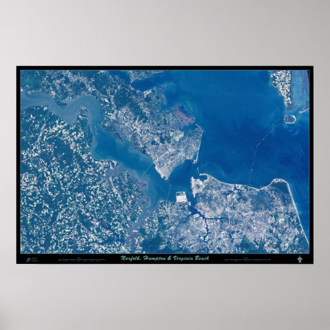 Pôster Norfolk Hampton & Virginia Beach Virgínia satélite (Frente)