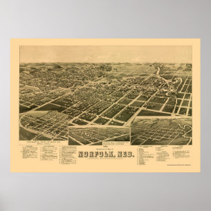 Poster Norfolk, NE Panorâmica - 1889