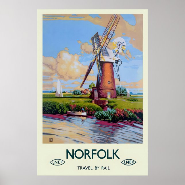Poster Norfolk Norwich Reino Unido Grã-Bretanha Viagem An (Frente)