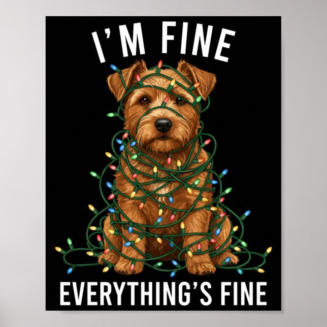 Poster Norfolk Terrier Christmas I'm Fine Everything Is F (Frente)