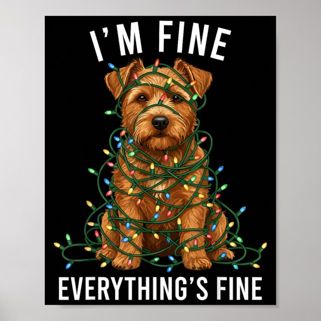 Poster Norfolk Terrier Christmas I'm Fine Everything Is F (Frente)