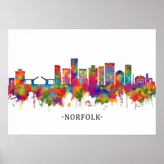 Poster Norfolk Virginia Skyline (Frente)