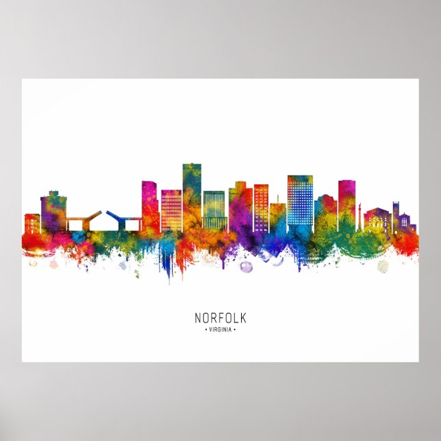 Poster Norfolk Virginia Skyline (Frente)