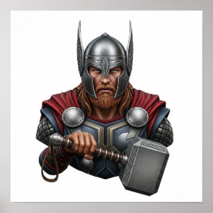 Poster Norse Deus Thor Retrait