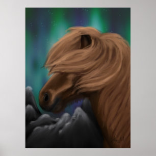 Poster Norte Breeze: Cavalo Islandês na Luz da Noite