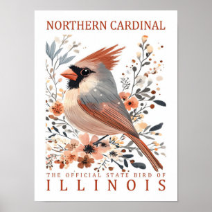 Poster Norte Cardinal Viagem de Illinois EUA