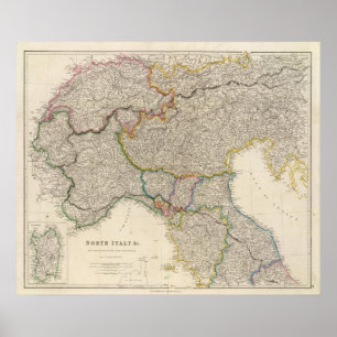 Pôster Norte de Itália com Sardenha