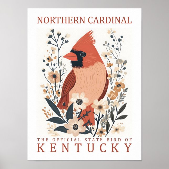 Poster Norte do Cardinal Viagem do Kentucky USA (Frente)