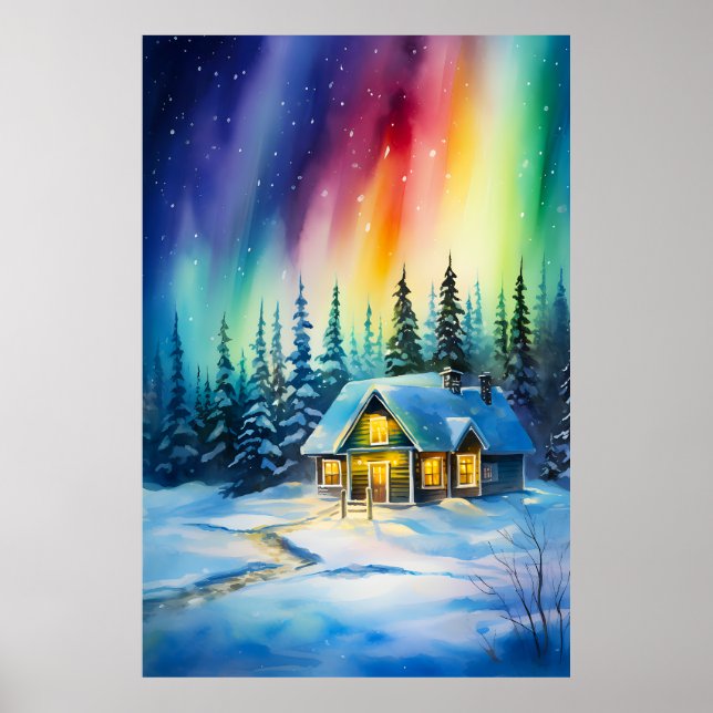 Poster Norte Lights aurora borealis Casa de Natal (Frente)
