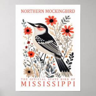 Poster Norte Mockingbird Bird of Mississippi Viagem