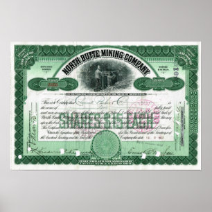 Poster North Button Mining Company Stock Certificate Post