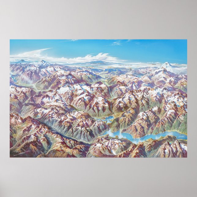 Poster North Cascades National Park Landscape Painting (Frente)