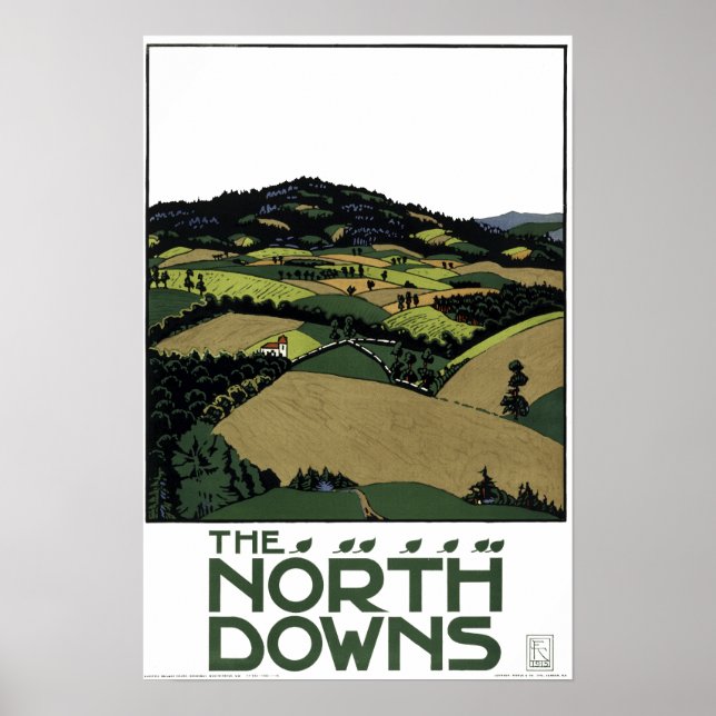 Pôster North Downs por Edward McKnight Kauffer (Frente)