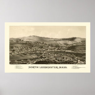 Poster North Leominster, Mapa Panorâmico do MÃE - 1887