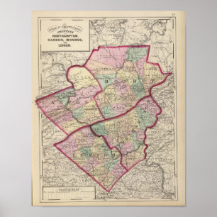 Pôster Northampton, carbono, Monroe, condados de Lehigh