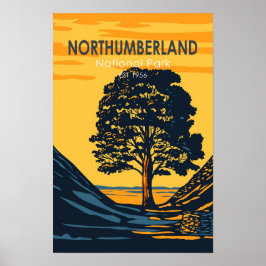Poster Northumberland National Park England Vintage