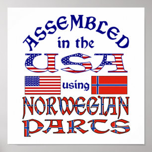 Pôster Noruega e Bandeira norueguesa