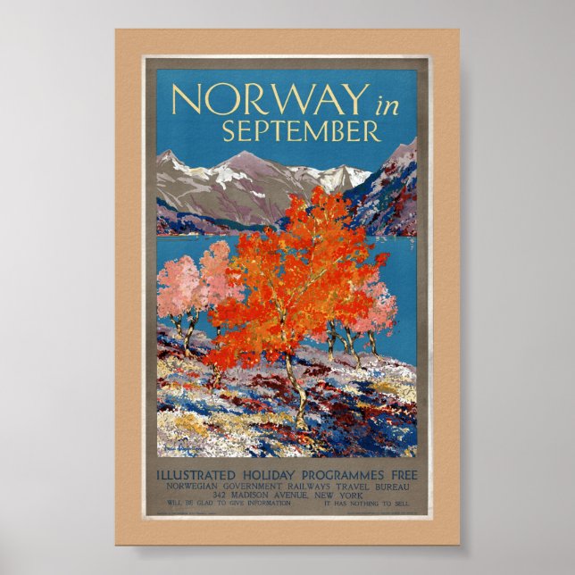 Poster Noruega em setembro Cartaz Antigo Restaurado (Frente)