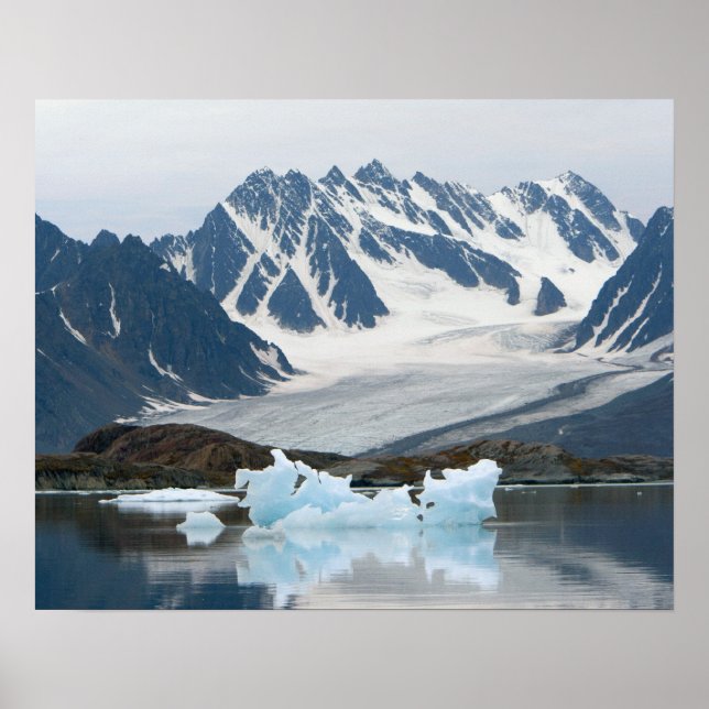 Pôster Noruega, Geleira em Recuo e iceberg (Frente)