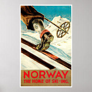 Poster Noruega - Home da arte do viagem do esqui