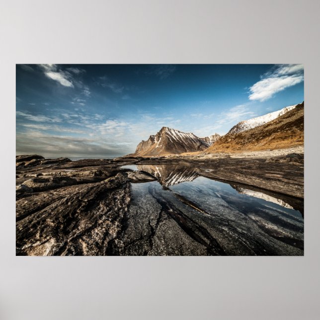 Poster Noruega Ilhas Lofoten Montanha (Frente)