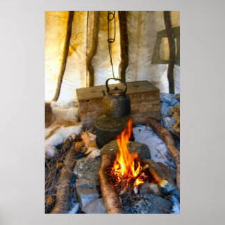 Pôster Noruega, Lapónia, tenda de dentro a Sami
