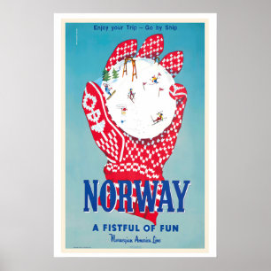 Poster Noruega Punhado de Diversão Linha Norueguesa Améri