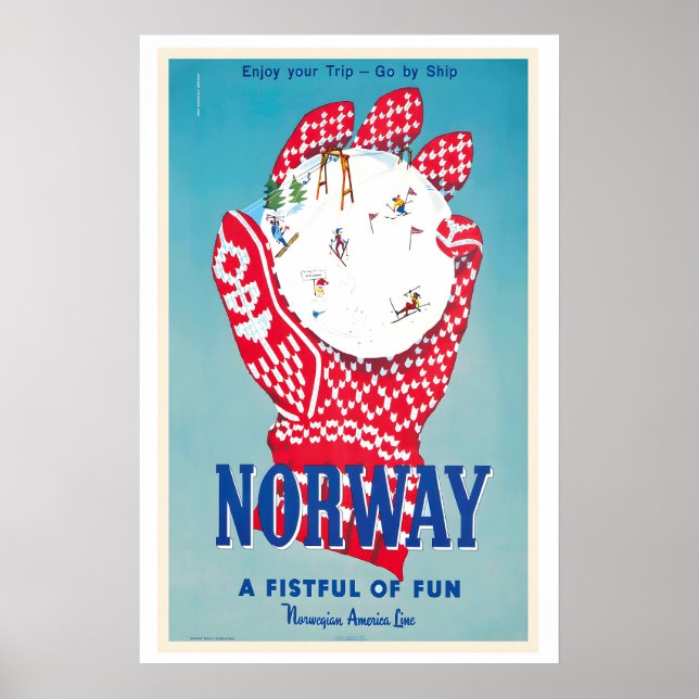 Poster Noruega Punhado de Diversão Linha Norueguesa Améri (Frente)