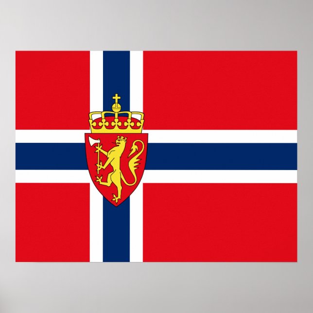 Poster Norway coat of arms on Norway's flag, Norwegian (Frente)
