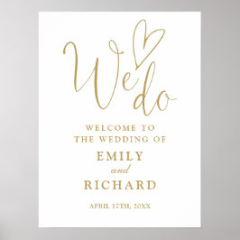 Poster Nós Adoramos Cardíaco Chic Dourado Sinal de Boas-v