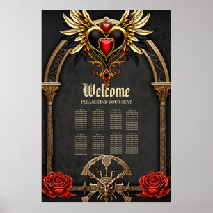 Poster Nós celtas e um coração na elegância gótica.