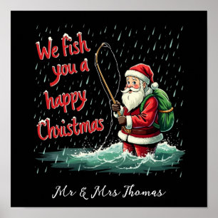 Poster Nós Pescamos um Feliz Natal Divertido Festivo