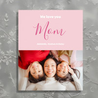 Nós Te Amo Mãe Foto Minimalista Rosa