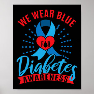 Poster Nós Usamos Azul Para a Conscientização da Diabetes