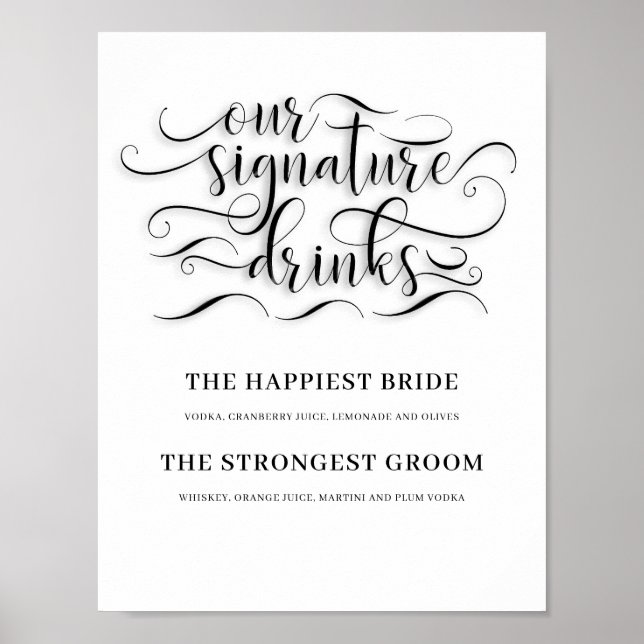 Poster Nossa Assinatura Bebe Sinal De Bar De Casamento (Frente)