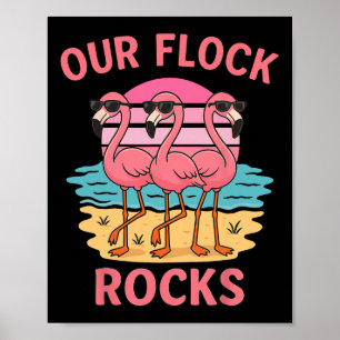 Poster Nossa Manada é Divertida Flamingo Família Correspo