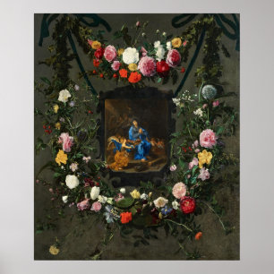 Poster Nossa Senhora com Flores Arte Sagrada