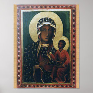 Pôster Nossa senhora da imagem devocional de Czestochowa,