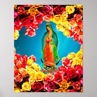 Nossa Senhora de Guadalupe cercada por Rosas Color