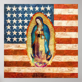 Poster Nossa Senhora de Guadalupe e bandeira dos Estados 
