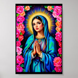 Poster Nossa Senhora de Guadalupe Orando Virgem Maria Peq