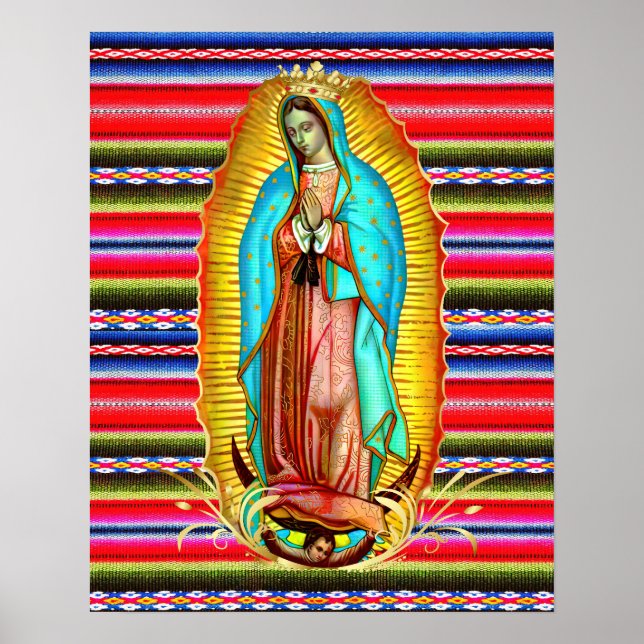 Poster Nossa Senhora de Guadalupe Virgem Maria Zarape Cat (Frente)