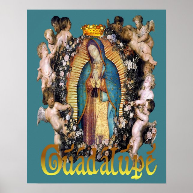 Poster Nossa Senhora de Guadalupe Virgem Mary & Angels (Frente)