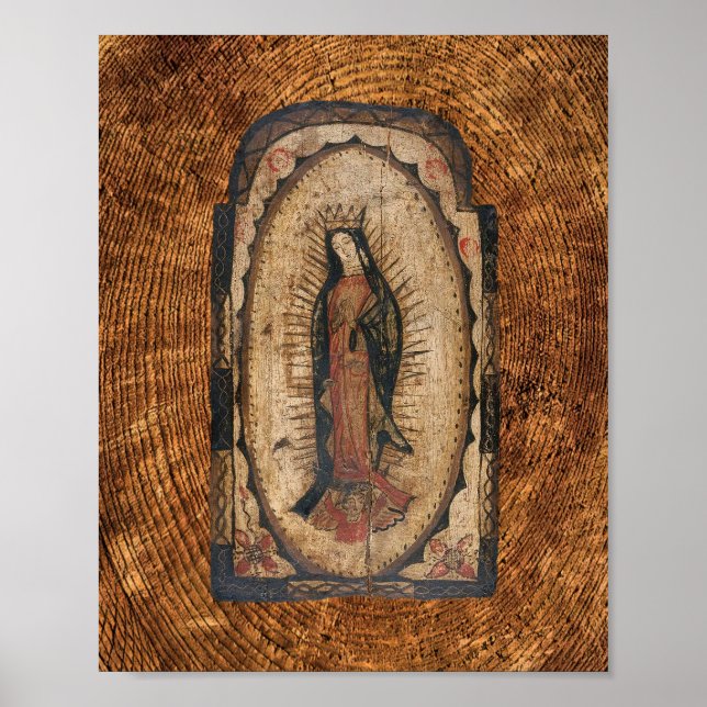 Poster Nossa Senhora de Guadalupe Virgem Mary Wood (Frente)