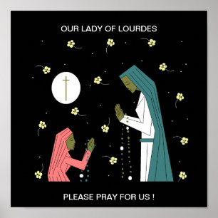 PÔSTER NOSSA SENHORA LOURDES PRAY POR FAVOR PARA E.U.!