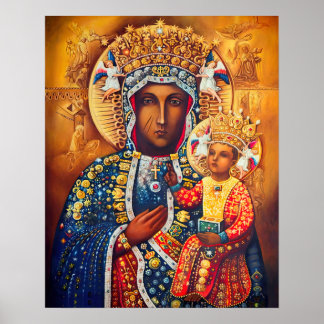 Poster Nossa Senhora Virgem Mary Vladimir Czestochowa Cat