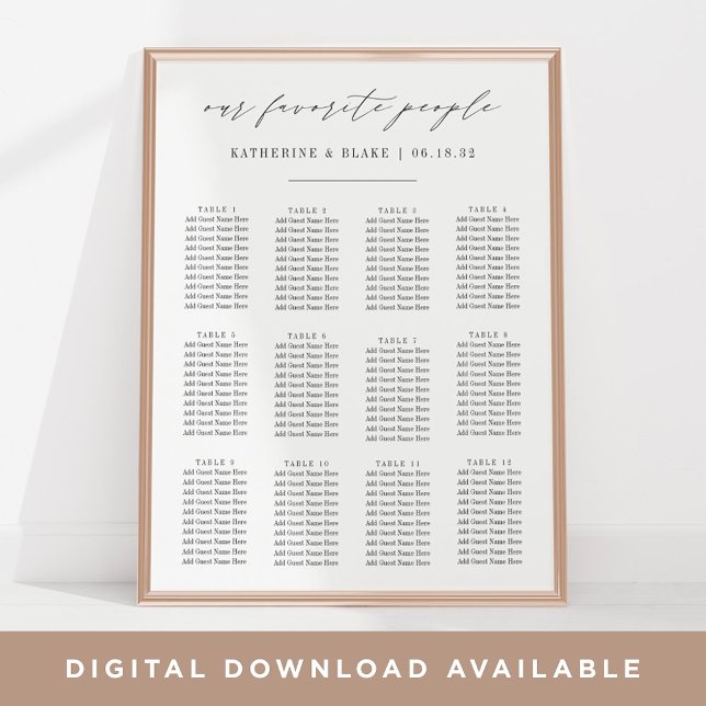 Poster Nossas Pessoas Favoritas | Organograma De Casament (Criador carregado)