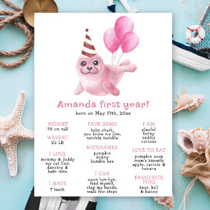 Poster Nosso Bebê Selo Primeiro Aniversário Milestone Ani